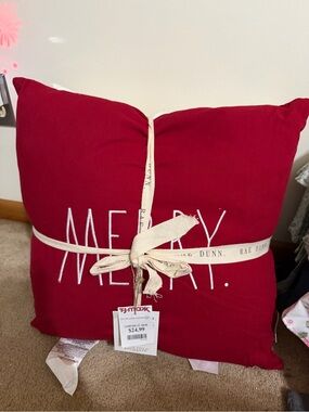 Rae Dunn Christmas Red and white Holiday Decorative Pillow set